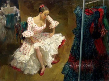 Rest of Flamenco dancer Ballet Oil Paintings
